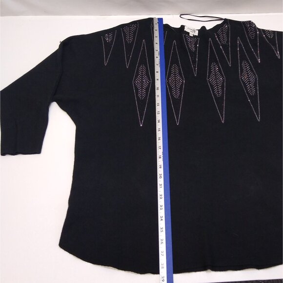 Siren Lily Embellished Rhinestone Black Top Women's 1X Viscose/Nylon/Polyester - Picture 7 of 7